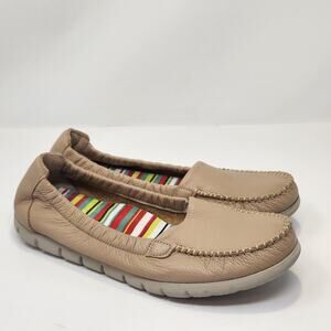 SAS Sunny Slip On Latte Brown Leather Loafer Women Size 9.5 N Comfort Shoes